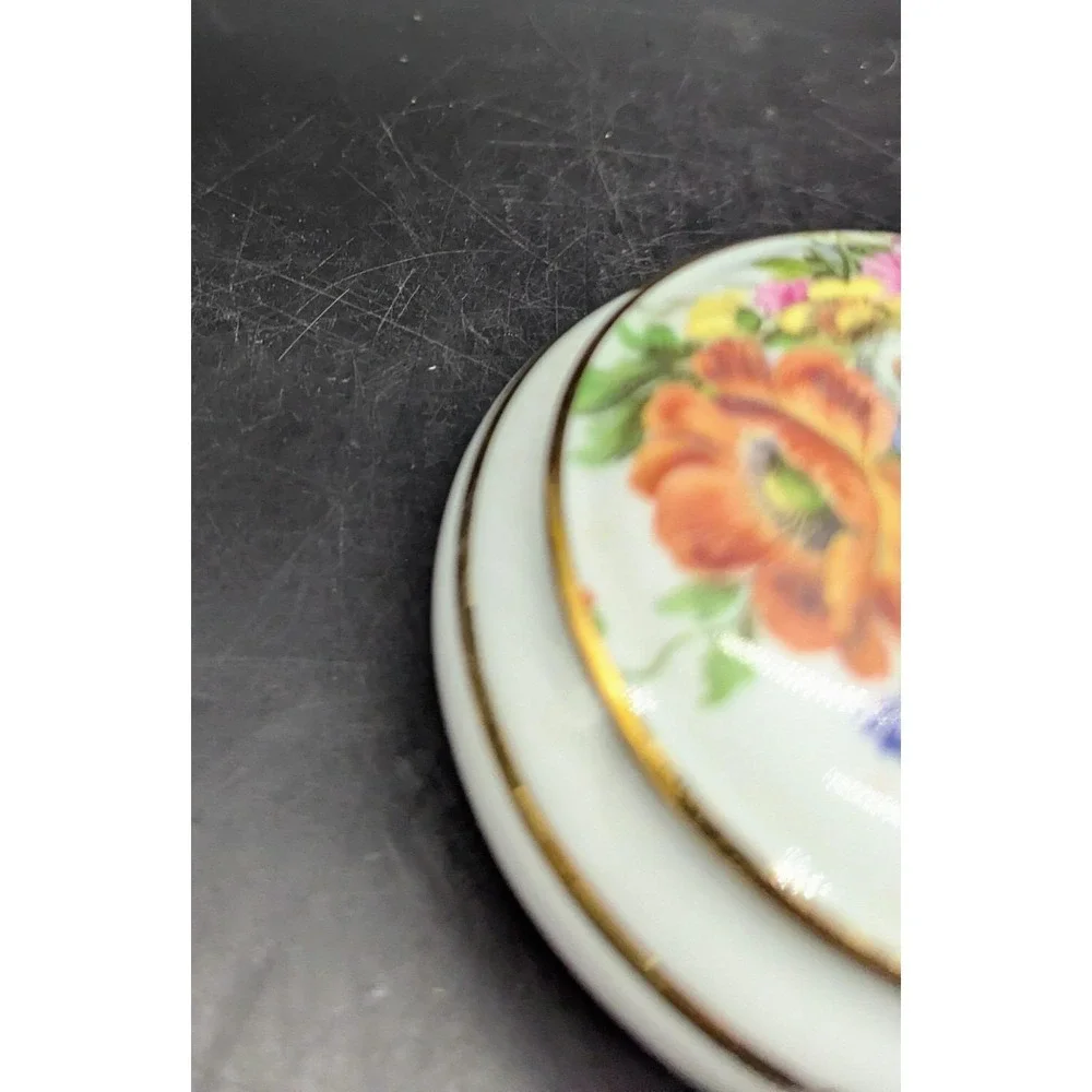 Vintage Anemone Trinket Box Fine Porcelain‎ Bayreuth Gloria Floral 4